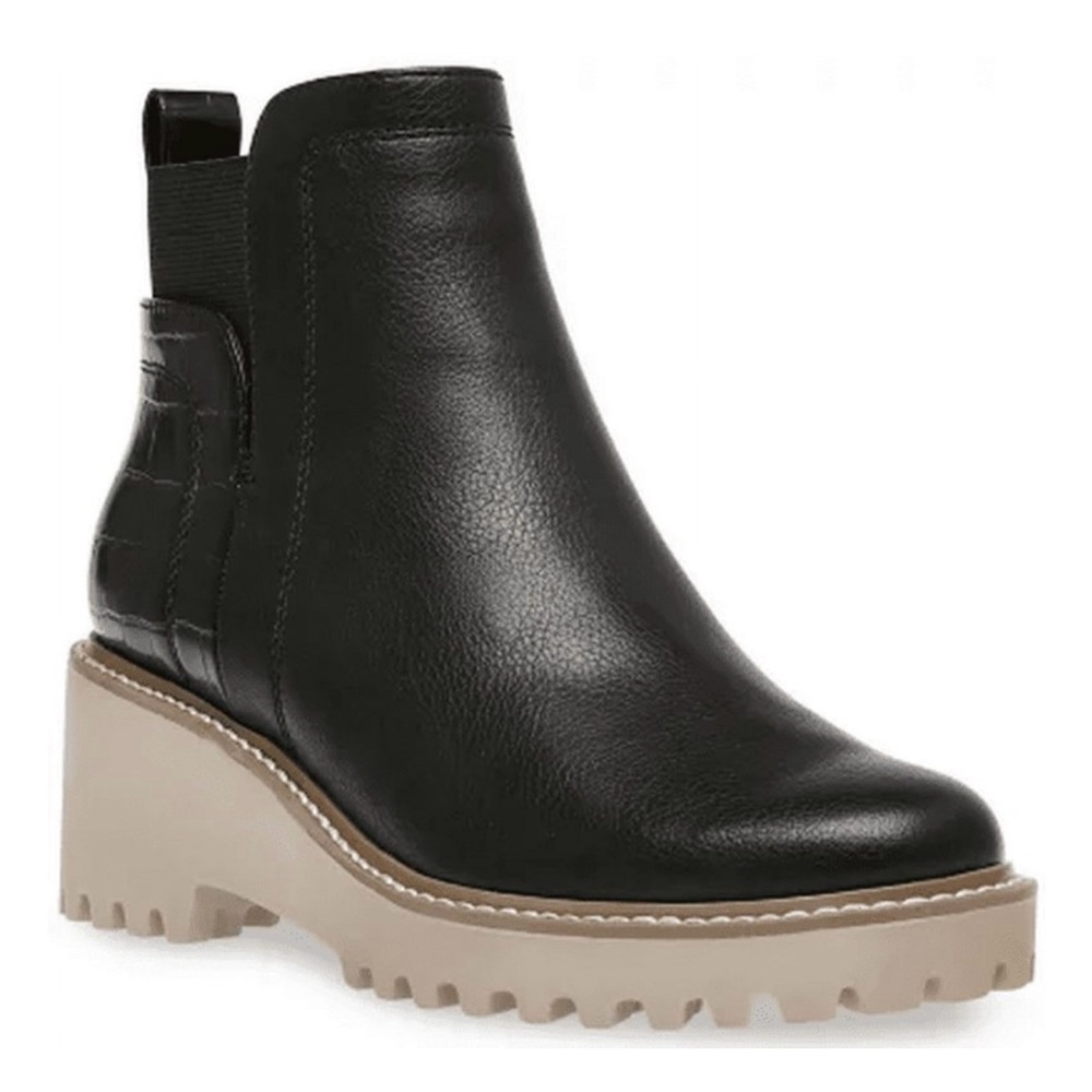 Dolce Vita Black Ankle Boots with Tan Sole Rancher Bootie Size 8